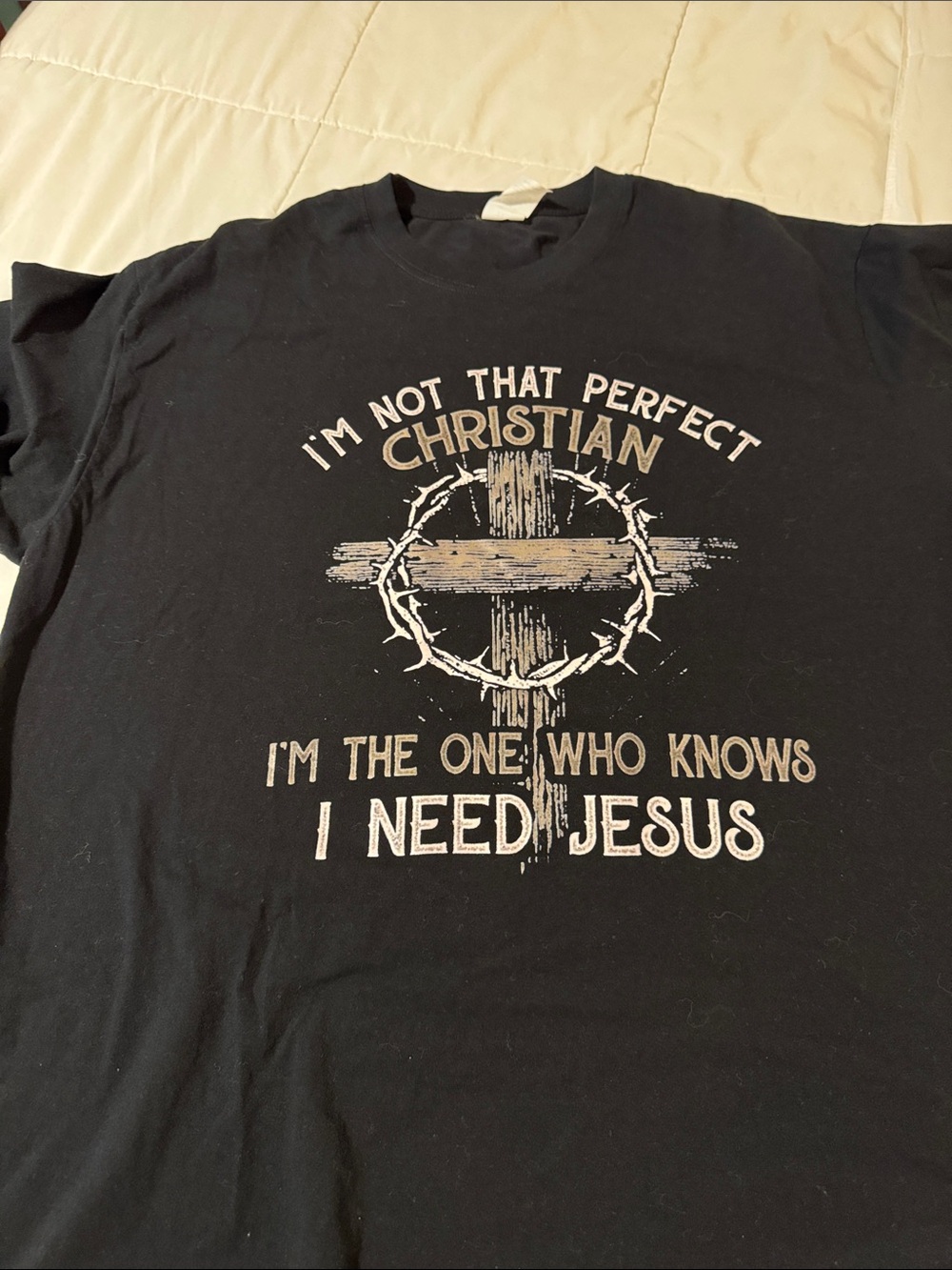 Christian Graphic Tee - Black "I Need Jesus"